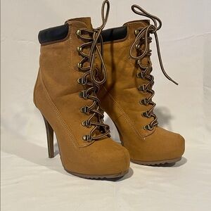 Shi by JOURNEYS Brown Lace-Up High Heel Boots